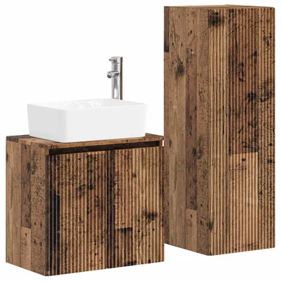 Immagine prodotto di Set di mobili da bagno, 2 pezzi, legno di recupero, 33 x 34,5 x 100 cm