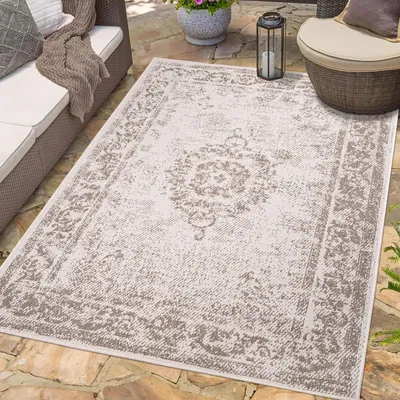 Produktbild von Teppich Outdoor Wetterfest - Creme, Beige - Wendeteppich - 160x230 cm - Ornamente