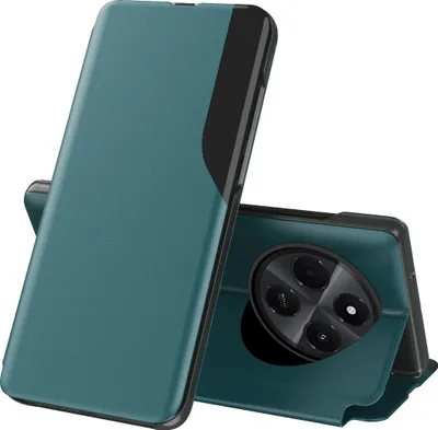 Obrázek produktu pro Flipové pouzdro pro Xiaomi Redmi 14C,Polyuretankůže pouzdro s okénkem a funkcí stojánku zelené