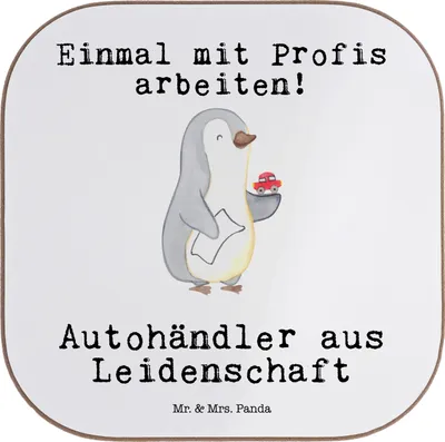 Produktbild von Mr. & Mrs. Panda Untersetzer für Gläser Autohändler Leidenschaft - Weiß - Geschenk, Spruch, Coaster, Holzuntersetzer, Autohandel, Tischuntersetzer, gläseruntersetzer