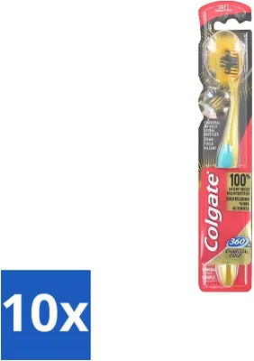 Produktbild von Colgate Zahnbürste 360 Charcoal Gold Soft Schwarz/Gold - Vorteilspack - 10 Stücke