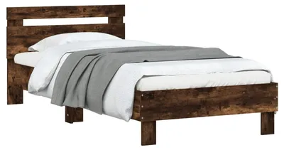 Obrázek produktu pro vidaXL Postel s čelem, kouřový dub, 80 x 200 cm