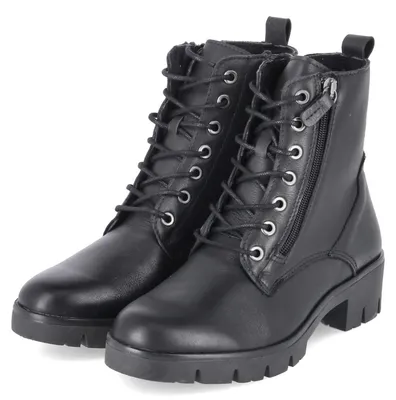 Imagen del producto de Botas de cordones para mujer Beliana modelo MOLLY 03, color negro, confeccionadas en cuero liso, talla 37