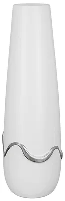 Kegelvase aus Keramik, silberweiß matt, Höhe 49 cm