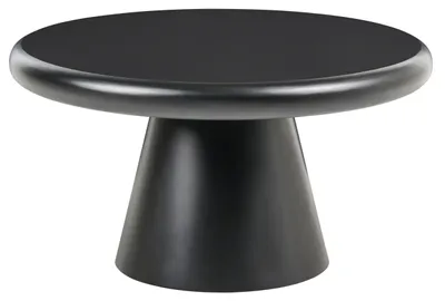 Zdjęcie produktu dla BELIANI Stolik kawowy okrągły czarny MDF 80 cm designerski z kolumnową podstawą minimalistyczny