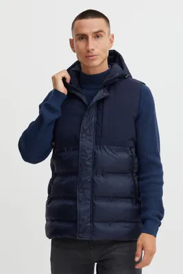 Produktbild von Blend 20714690 Outerwear Herren Weste Steppweste Outdoor Weste Steppweste mit Kapuze Langer Reißverschluss und Knopfleiste Abgesetzte Brustpartie Regular Fit
