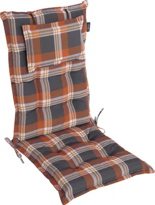 Produktbild von LILENO HOME Gartenstuhl Auflagen als [1er Set - Hochlehner] in Karo Rot - bequeme Liegen als Sitzauflagen für Gartenmöbel - Stuhlkissen für Gartenstühle und Klappstühle MAR