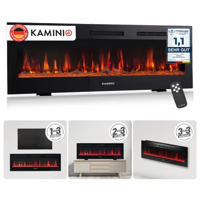 Produktbild von KAMINIO Elektrokamin MARLON - Elektrischer 3-in-1 Kamin mit Heizung, 3D-Flammeneffekt, 12 Flammenfarben, Fernbedienung - 60 Zoll, KI-generiertes Bild