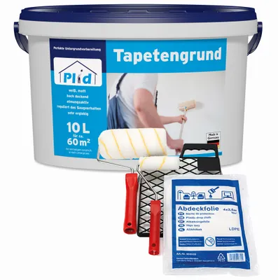 Produktbild von Plid® Tapetengrund Weiß matt Grundierung Haftgrund Tapeziergrund Set 10l Tapetengrund - Anstreichset