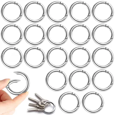 20 runde Karabinerhaken, 20 mm, silber, für Schmuck & Leinen