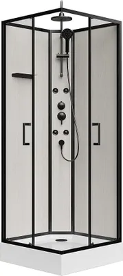 Produktbild von Duschkabine mit Hydromassage - Bambusfasern - Schwarz matt - 80 x 80 x 225 cm - ARDALI