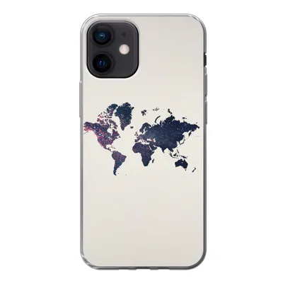Produktbild von MuchoWow® Handyhülle Schutzhülle Hülle für iPhone 12 Weltkarte - Licht - Rot Silikon Softcase Handy Hülle - Schutzhülle