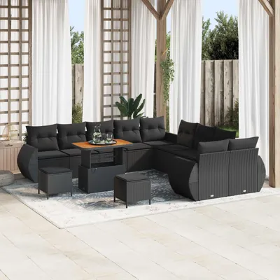 Image de Maison Exclusive - Salon de jardin 13 pièces en polyrotin noir
