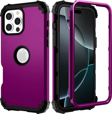 Produktbild von Handyhülle für iPhone 16 Pro Hybrid 3 in 1 PC TPU Stossfest Robust Hülle Lila