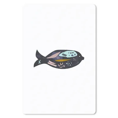 Produktbild von MuchoWow® Mauspad Mousepad Fisch - Pastell - Schwarz 40x60 cm - Mousepads - Maus Mat - Pad - Mausunterlage - Schreibtisch Accesoire