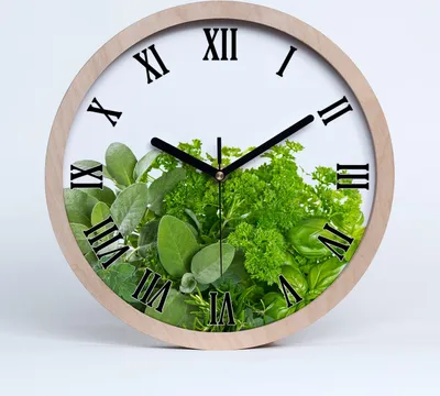 Produktbild von Holzuhr 25fi cm wanduhr - schwarze Spitzen - Kräuter