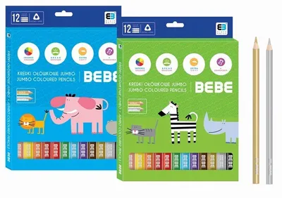 Immagine prodotto di Matite triangolari 12 colori Jumbo B&B Kids Pastello