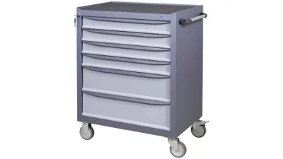 Zdjęcie produktu dla Duży wózek narzędziowy W90xW74xG44cm, 6 szuflad, Wózek warsztatowy garażowy mobilny metalowy, Zamek centralny-Uchwyt-Hamulec-Szary| UHL-MASH TU 4S2M