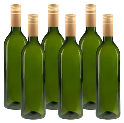 6 grüne Glasflaschen 750 ml mit Schraubdeckel und Etiketten