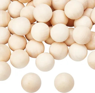 Productafbeelding van PandaHall 50 stuks ballen van natuurlijk hout, 25 mm, grote ronde bal, decoratieve houten ballen voor knutselen en knutselprojecten