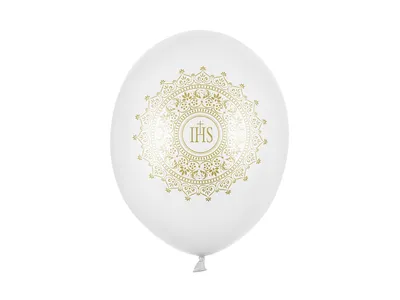 Image de Ballons IHS 30cm blanc or, set de 6