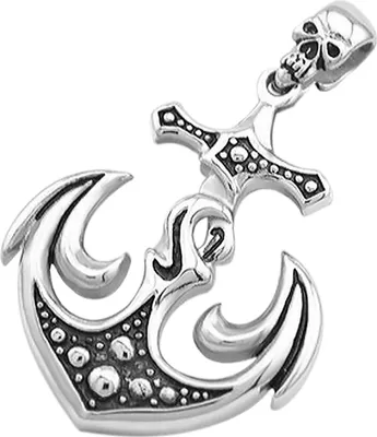 Produktbild von Kreuz Anhänger Kette Totenkopf Anker Halskette Lederkette Gothic Kugelkette Herren Damen silber-nur-anhänger