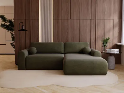 Produktbild von GrainGold Ecksofa L-Form Rechts Savana - Ecksofa mit Schlaffunktion und Bettkasten - Moderne Ecksofa, Wohnzimmer Ecksofa - Eckcouch Grün (Vena 5)