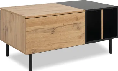 Immagine prodotto di Tavolino da salotto, rettangolare, rovere Artisan e nero, 100 x 46,5 x 55 cm, con vani portaoggetti