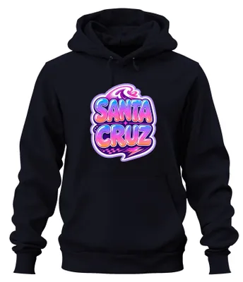 Produktbild von Santa Cruz California Retro Surfer Wave Neon Skateboard Hoodie Kapuzenpullover, Navy, M