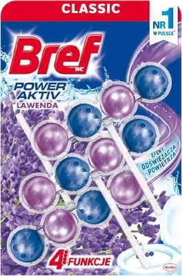 Zdjęcie produktu dla Bref Power Aktiv Blok do WC wiszący sztywny 3 x 50 g Lavender