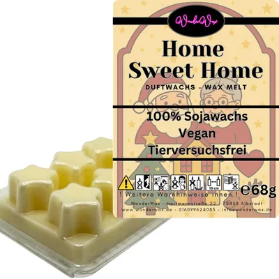 Produktbild von WonderWax Duftwachs Weihnachten Wax Melts für Duftlampe, 6 Sterne Duftmelt Wachsmelt Sojawachs Duftwachs Würfel für Raumdüfte, Wachs Duftöl Winter Indoor Schmelzen für Aromalampe Home Sweet Home