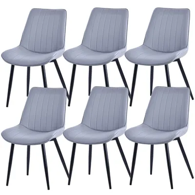 Produktbild von HOMAVO Esszimmerstuhl – Bequemer Samt- oder Kunstlederstuhl, ergonomisch, Metallgestell, breite Sitzfläche 53×43 cm, einfach montierbar, 6er Set