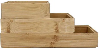 Image de Ensemble de rangement en bambou, 3 pièces, 31 x 15 cm, durable