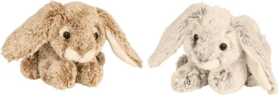 Produktbild von 2 Stück Hasen Kaninchen Plüschtiere Grau und Braun Kuscheltiere Hase