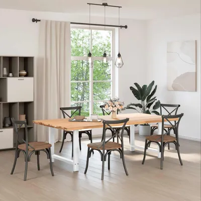 Image de vidaXL Pieds de table de salle à manger Blancs 2 pcs. 100x(72-73) cm Acier