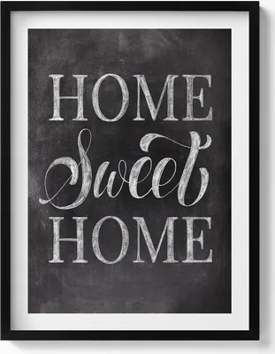 Produktbild von Inschrift für eine Wohnung „home, sweet home“– Wandbild mit Rahmen – Gerahmtes Bild  – Wanddekoration – 60x80 cm –  Schwarz Rahmen