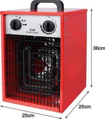 Obrázok produktu pre XINZI 5KW elektrický ohrievač - profesionálny ventilátorový ohrievač s 3 stupňami ohrevu, termostatom a ochranou proti preťaženiu, priemyselný ohrievač, 5000 W
