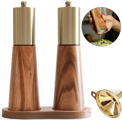 Produktbild von Salz- und Pfeffermühlen-Set mit Bodenschale & Trichter – Grobe Mahlung, perfekte Küchenutensilien für Zuhause