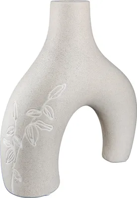 Image de Gilde Vase, "Ginkgokranz", Ginkgomotiv, Keramik, beige, VE 3, L. 8.5 cm, B. 22 cm, H. 25.5 cm 34383 4063387343838
