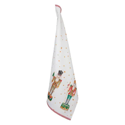 Produktbild von Clayre & Eef Geschirrtuch 50x70 cm Weiß Rot Baumwolle Rechteck Nussknacker