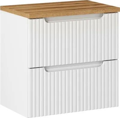 Produktbild von Waschtischunterschrank 60cm, weiß und Eiche, NEWPORT-56-WHITE