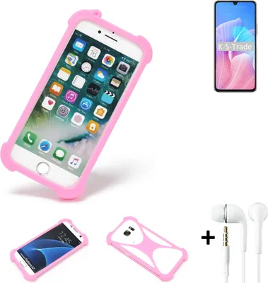 Produktbild von K-S-Trade Bumper + Kopfhörer kompatibel mit Huawei Enjoy Z 5G Handy Hülle Schutzhülle Silikon Schutz Hülle Cover Case Silikoncase Silikonbumper