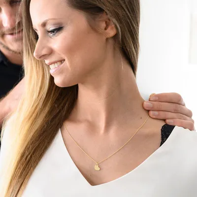 Produktbild von MATERIA by Matthias Damen Herz Kette mit Anhänger Gravur Gold 925 Silber 42-45cm verstellbar mit Geschenk-Box KA-442