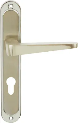 Produktbild von DOMINO Türgriff 72 Drückergarnitur PZ - Profilzylinder Set | Türklinke für Zimmertür, Bürotür, Kellertür & Innentür | L-Form | Türbeschläge aus Aluminiuml | Chrom/Chrom/Nickel Türdrückergarnitur| VITA M6/M9