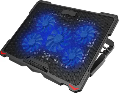 Produktbild von Laptop-Kühlpad, 5 Lüfter, bis zu 17,3 Zoll, schwerer Notebook-Kühler, blaue LED-Leuchten, 2 USB-Anschlüsse, S035, Blue-5fans