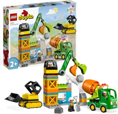 Produktbild von LEGO 10990 DUPLO Baustelle mit Baufahrzeugen, Kran, Bulldozer und Betonmischer-Spielzeug für 2-jährige Jungen und Mädchen mit großen Steinen