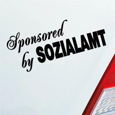 Produktbild von Auto Aufkleber Sponsored by Sozialamt Car PKW 15x6 cm Schwarz Matt Sticker Heckscheibenaufkleber