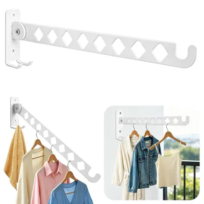 Produktbild von Wandwäscheständer Wäscheständer Wäscheleine - Klappbar - Edelstahl - 180° drehbar - Weiß