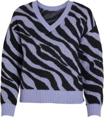 Produktbild von VILA Kuscheliger Strickpullover Zebra Animal Muster V-Neck Sweater VIRIL Größe: XXL