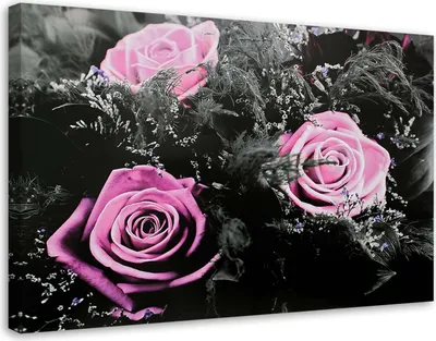 Produktbild von Leinwandbild rosa rosen in einem geheimen garten 60x40 cm Feeby rosa wandbild bereit zum aufhängen